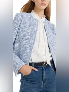 GOELIA Tweed Blazers for Women Work Business Casual Knit Blazer Large